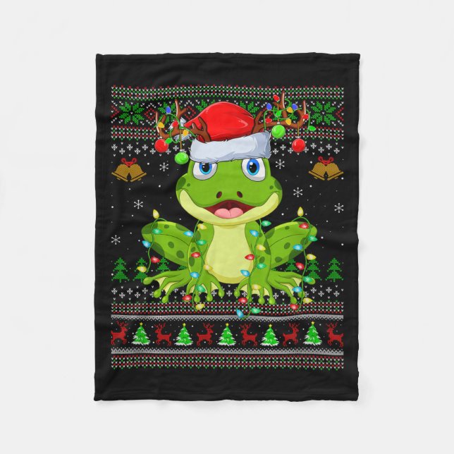 Manta Polar Funny Frog Ugly Christmas Sweaters Holiday Santa C (Anverso)