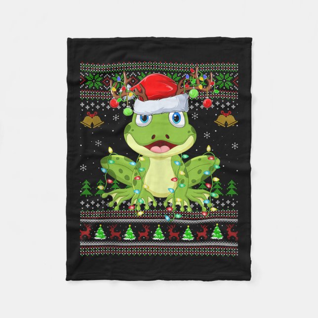 Manta Polar Funny Frog Ugly Christmas Sweaters Holiday Santa C (Anverso)
