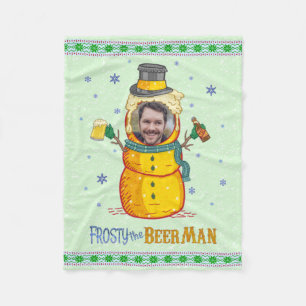 Manta Polar Funny Frosty Beer Man Humor Personalizado Navidade