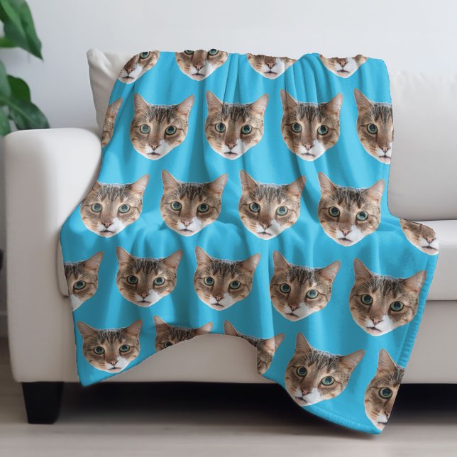 Manta Polar Funny funda personalizada de cara de gato (Funny Personalized Cat Face Fleece Blanket
)