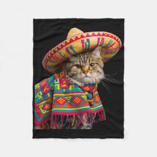 Manta Polar Funny gato mexicano Sombrero Poncho Cinco De Mayo