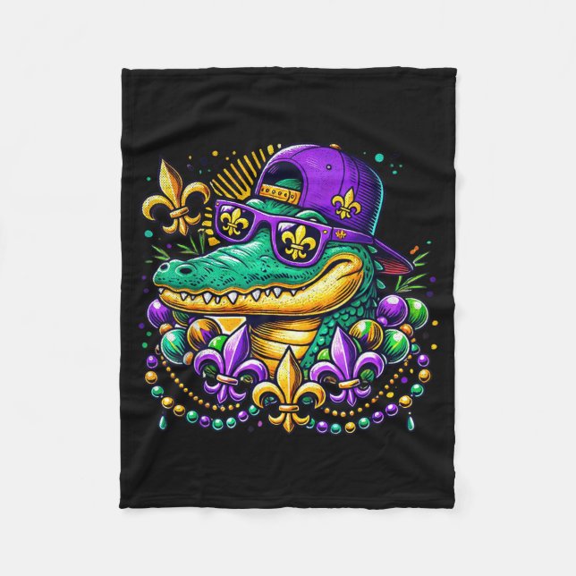 Manta Polar Funny Gator Mardi Gras  (Anverso)