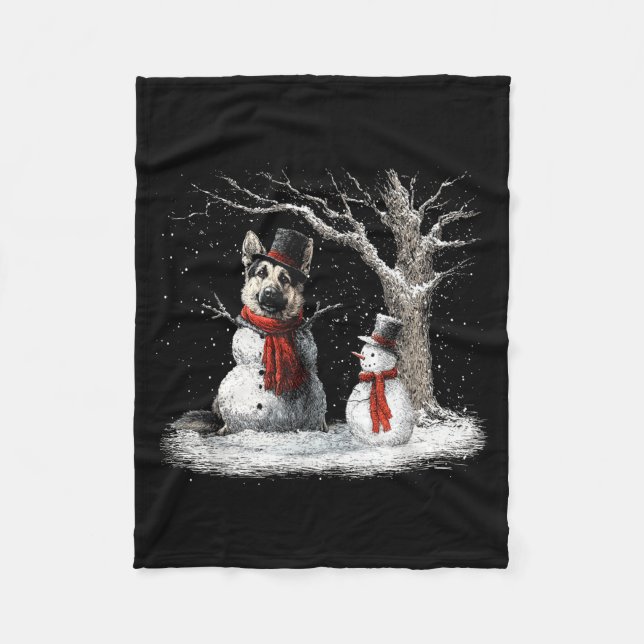Manta Polar Funny German Shepherd Dog In The Snow Tree Christm (Anverso)