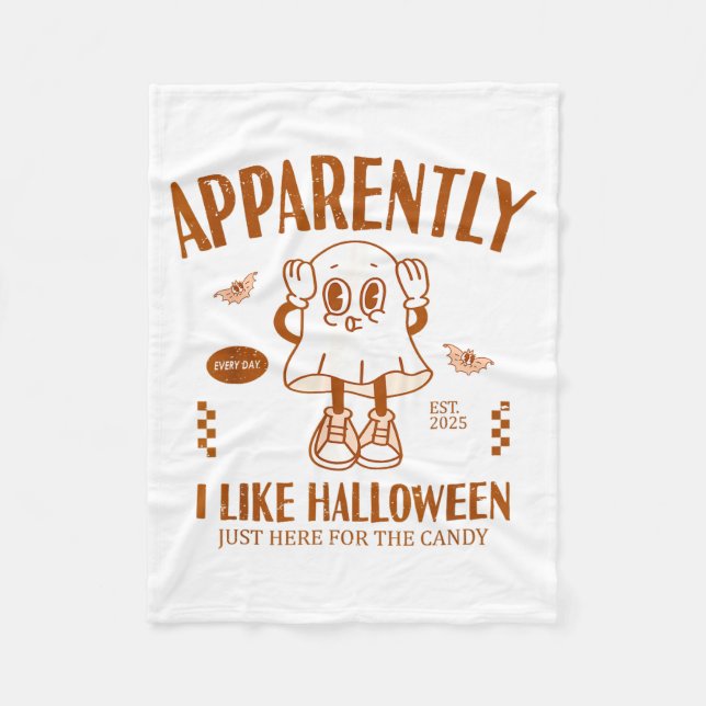 Manta Polar Funny Ghost Apparently, I Like Halloween  (Anverso)