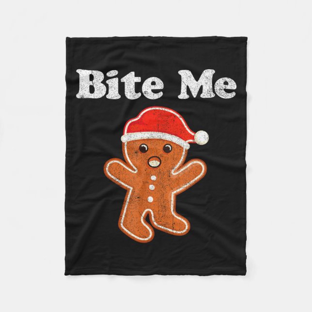 Manta Polar Funny Gingerbread Man Bite Me Christmas Cookie Cos (Anverso)