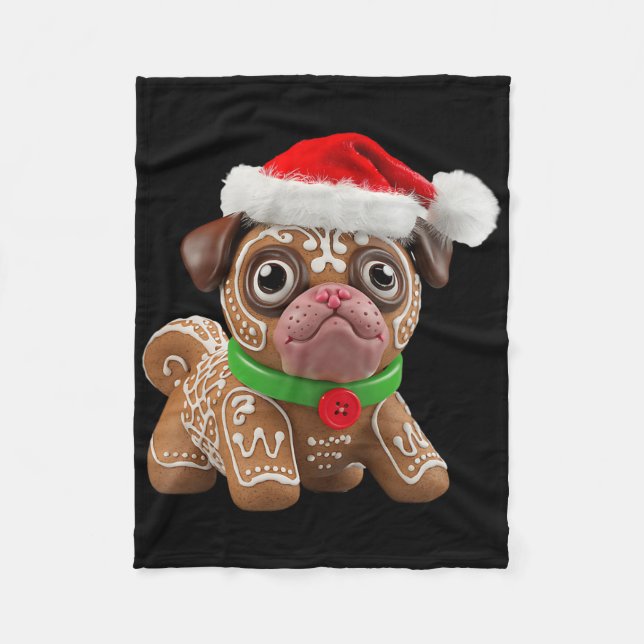 Manta Polar Funny Gingerbread Pug Christmas Womens Mens Kids D (Anverso)
