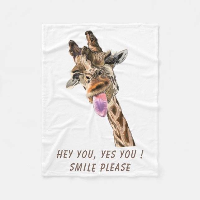 Manta Polar Funny Giraffe Fleece Blanket - Texto Personalizado (Anverso)