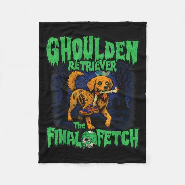 Manta Polar Funny Golden Retriever Zombie Halloween, Soky Ghou (Anverso)