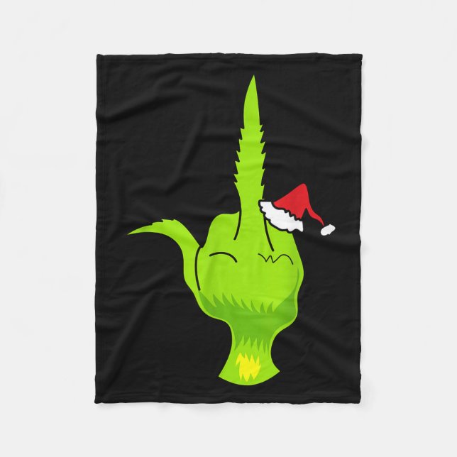 Manta Polar Funny Green Hand Middle Finger Xmas Santa  (Anverso)