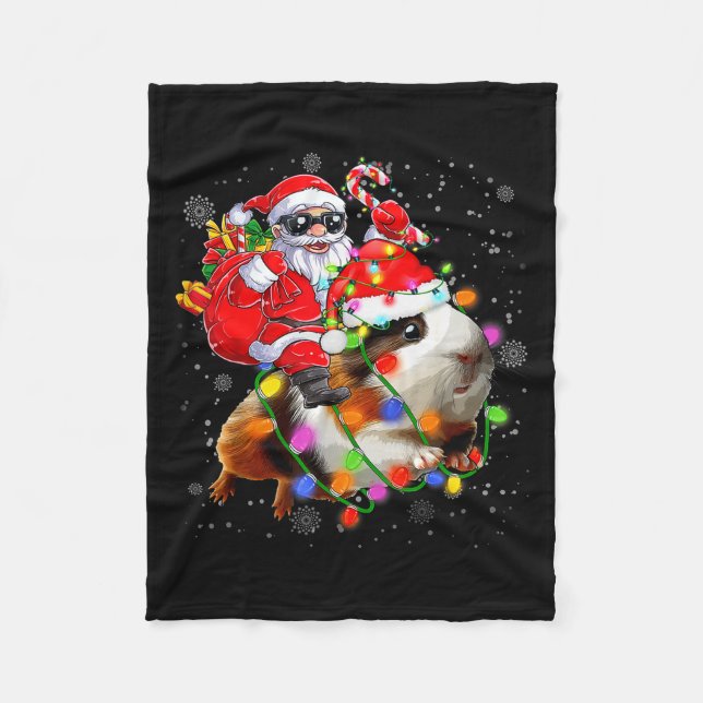 Manta Polar Funny Guinea G Christmas Santa Hat Xmas Lights  (Anverso)