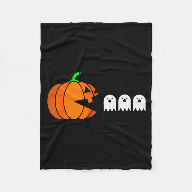 Manta Polar Funny Halloween Pumpkin Eating Ghost, Gamer Men Wo (Anverso)