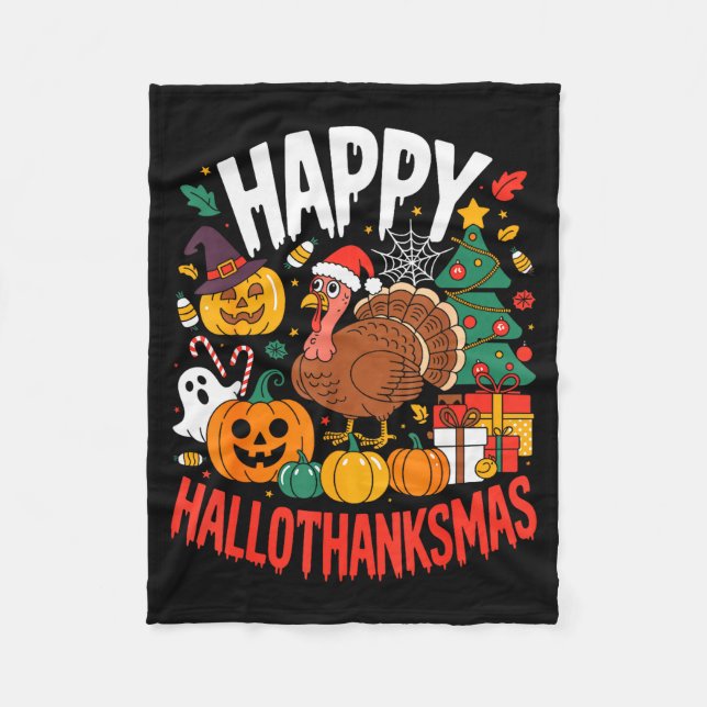 Manta Polar Funny Halloween Thanksgiving Christmas Happy Hallo (Anverso)