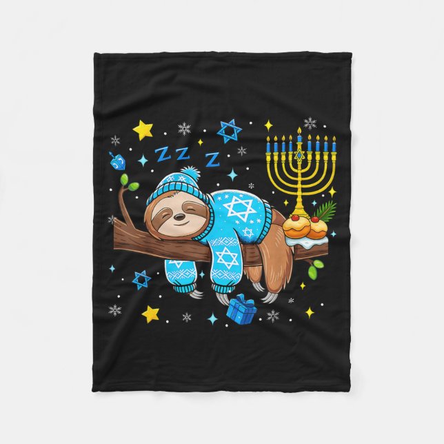 Manta Polar Funny Hanukkah Sloth Jewish Chanukah Sleeng Hanukk (Anverso)