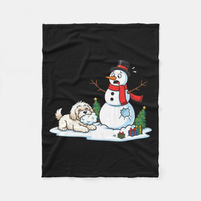 Manta Polar Funny Havanese Snowman Christmas Tree Xmas Womens  (Anverso)