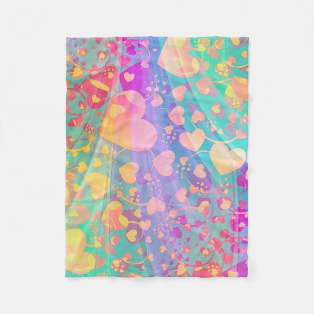 Manta Polar Funny Heart Pattern XI - de color pastel (Anverso)