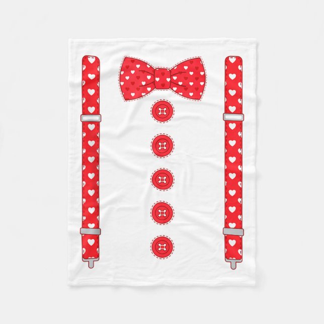 Manta Polar Funny Hearts Bow Tie Suspenders Valentine's Day Co (Anverso)