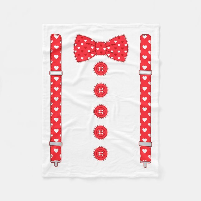 Manta Polar Funny Hearts Bow Tie Suspenders Valentine's Day Co (Anverso)