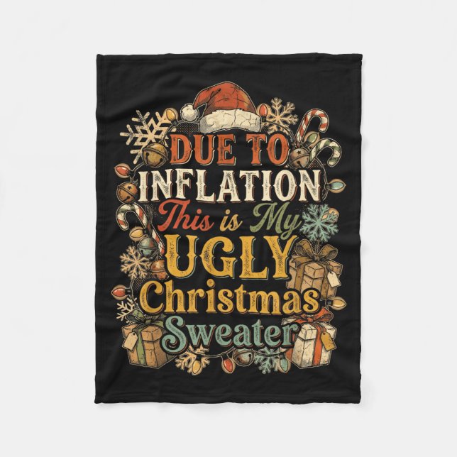 Manta Polar Funny Inflation Ugly Christmas Sweater Retro Vinta (Anverso)