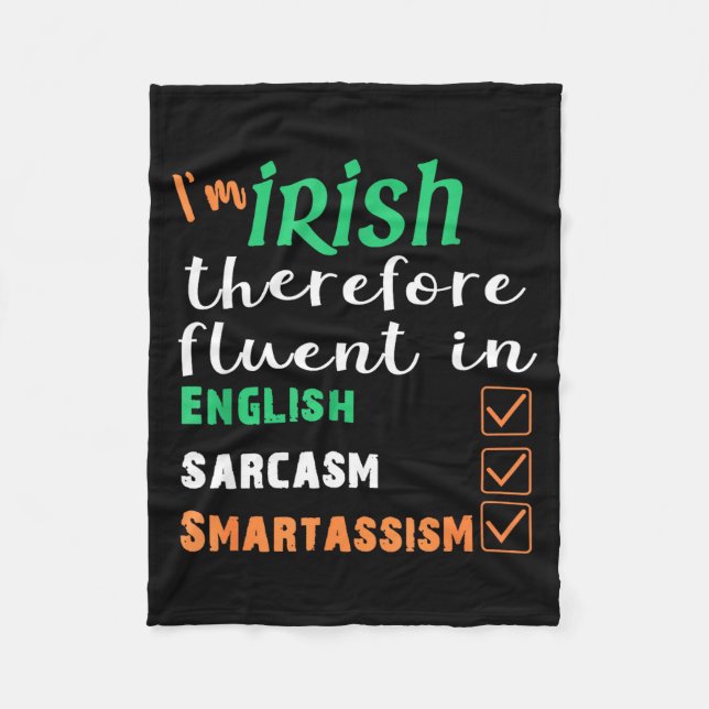 Manta Polar Funny Irish Fluent In Smart St Patricks Gift  (Anverso)