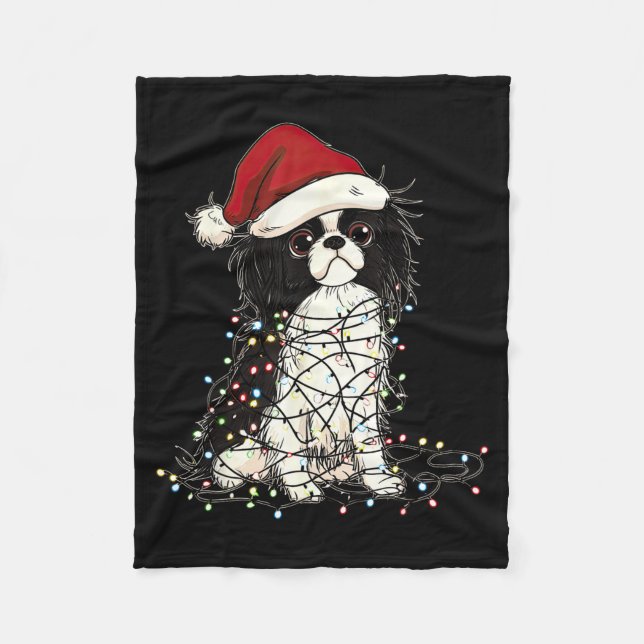 Manta Polar Funny Japanese Chin Christmas Graphics Dog Lights  (Anverso)