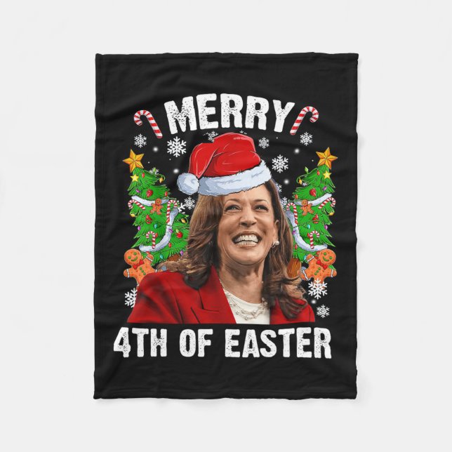 Manta Polar Funny Kamala Harris Navidades Santa Hat Merry 4 (Anverso)