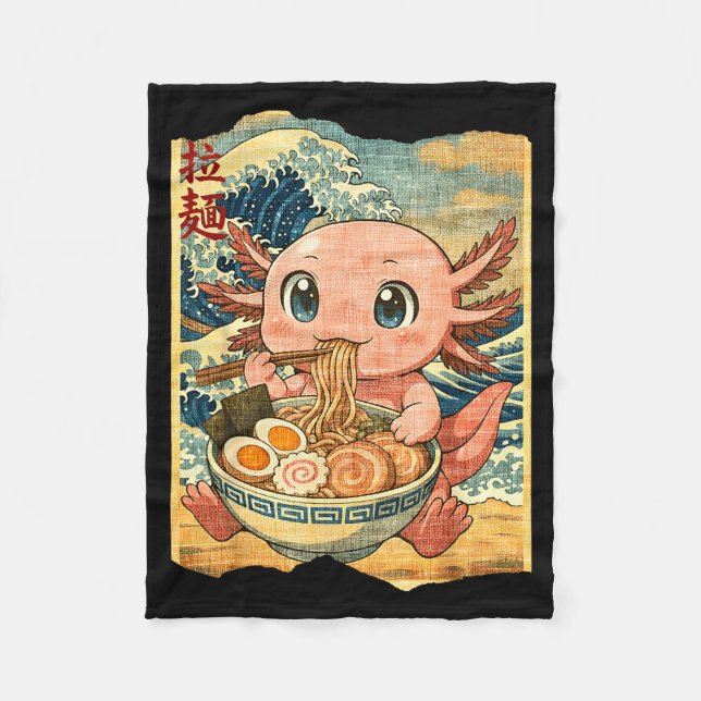 Manta Polar Funny Kawaii Axolotl Ramen Noodle Bowl Japanese Wa (Anverso)