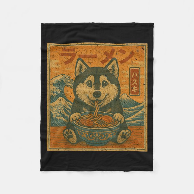 Manta Polar Funny Kawaii Ramen Husky Japanese Noodles Husky Ea (Anverso)