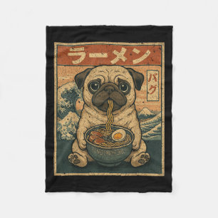 Manta Polar Funny Kawaii Ramen Pug Noodles Japoneses Comer Pug