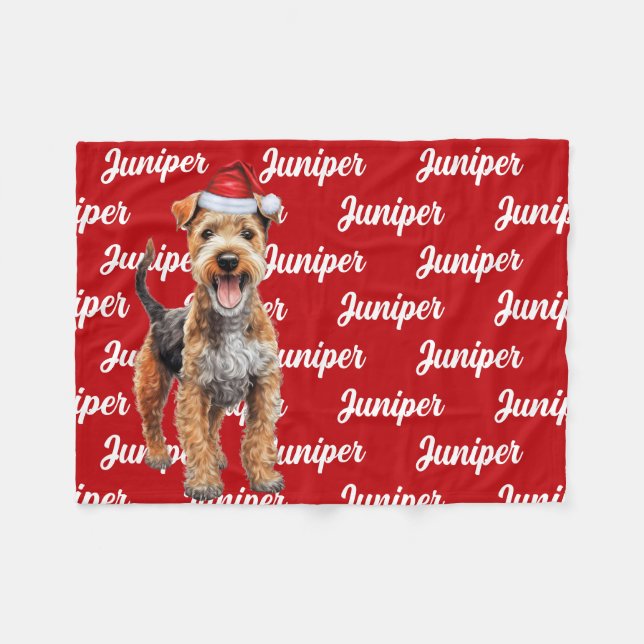 Manta Polar Funny Lakeland Terrier Dog Name Pattern Navidades (Frente (Horizontal))