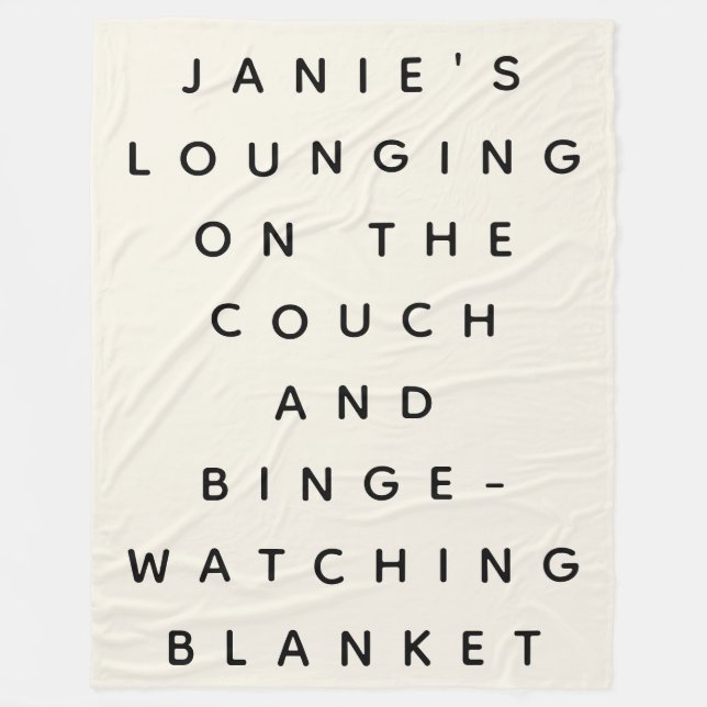 Manta Polar Funny Lazy Binge Watching Quote Personalized Cream (Anverso)