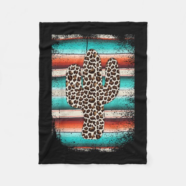 Manta Polar Funny Leopard Cactus Serape Cactus impresión Turqu (Anverso)