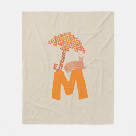 Manta Polar Funny Linen Look Red Cat Umbrella Monograma