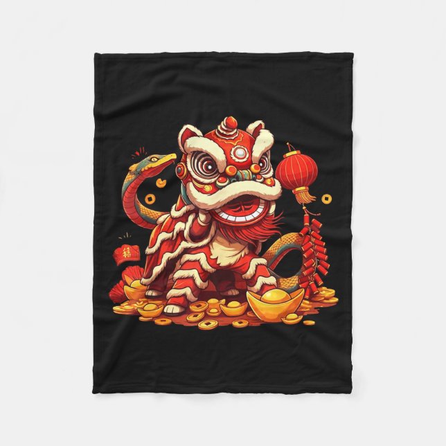 Manta Polar Funny Lion Snake Chinese New Year 2025 Womens Mens (Anverso)