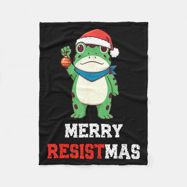 Manta Polar Funny Litical Frog Christmas Merry Resistmas 2025  (Anverso)
