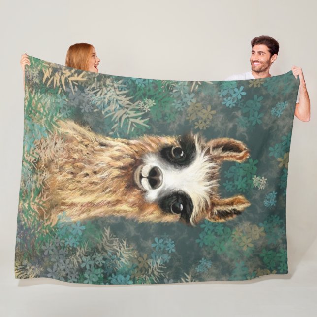 Manta Polar Funny Llama Fleece Blanket (In situ)