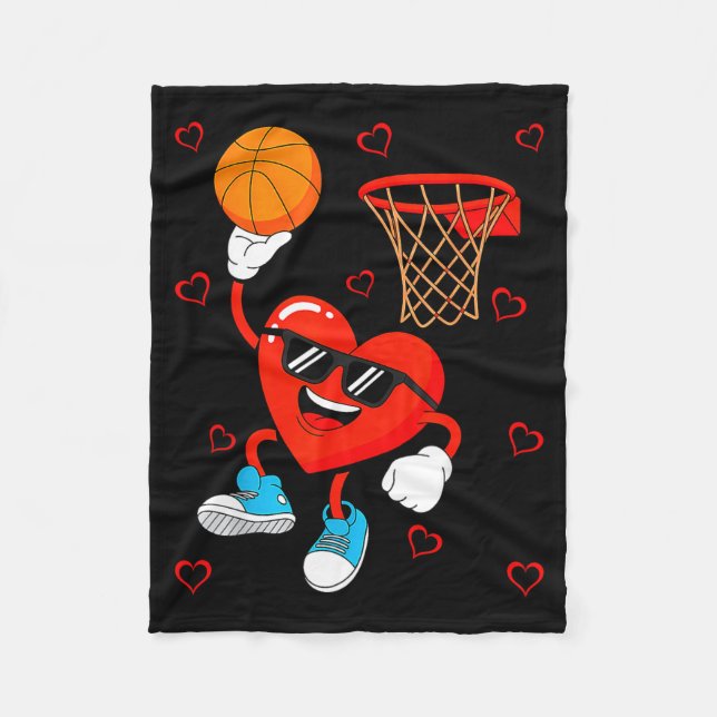 Manta Polar Funny Love Basketball Heart Shape Happy Valentine' (Anverso)