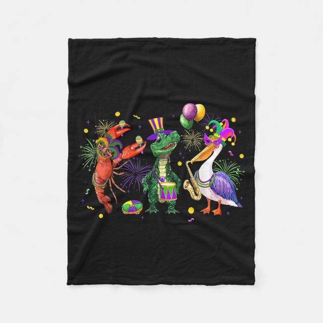 Manta Polar Funny Mardi Gras 2026 Crocodile Crawfish Pelican N (Anverso)