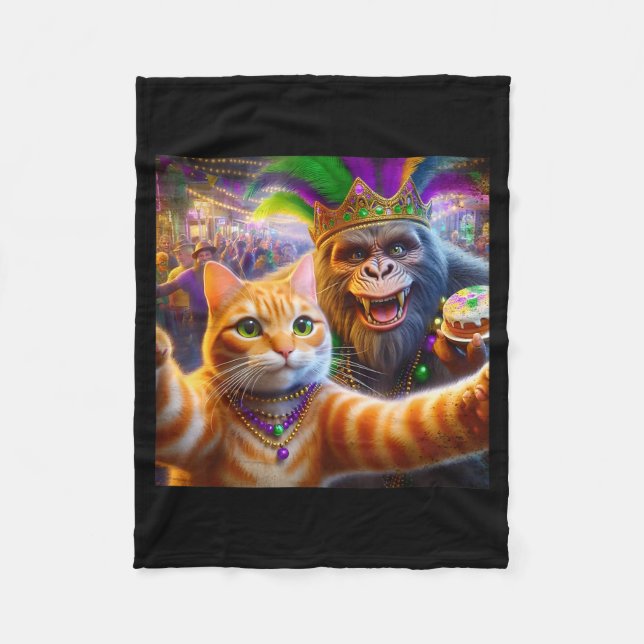 Manta Polar Funny Mardi Gras Selfie Cat Bigfoot Quote  (Anverso)