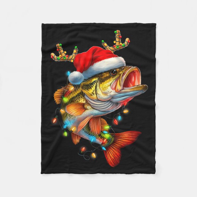 Manta Polar Funny Merry Fishmas B Fish Fishing Christmas Xmas  (Anverso)