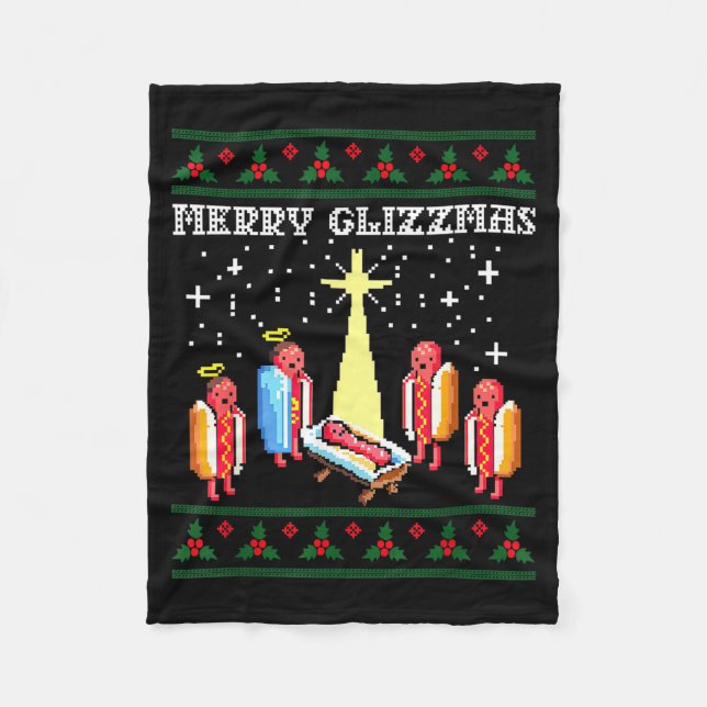 Manta Polar Funny Merry Glizzmas Hot Dogs Family Group Ugly Ch (Anverso)