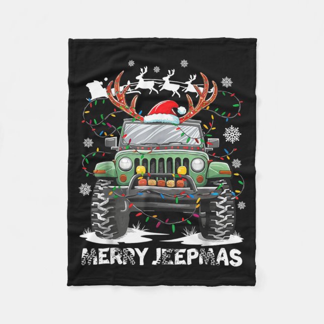Manta Polar Funny Merry Jeepmas Ugly Light Reindeer Christmas  (Anverso)