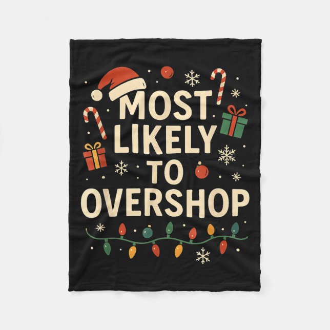 Manta Polar Funny Most Likely To Overshop Family Christmas  (Anverso)