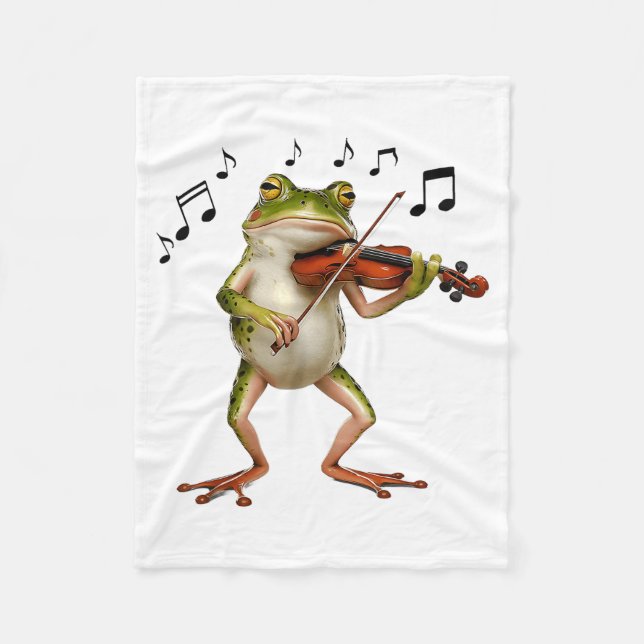 Manta Polar Funny Musician Violinist Cute Frog Playing Violin  (Anverso)
