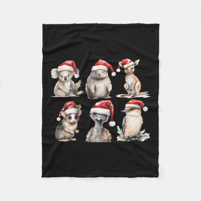 Manta Polar Funny Navidades de Animales Australianos (Anverso)