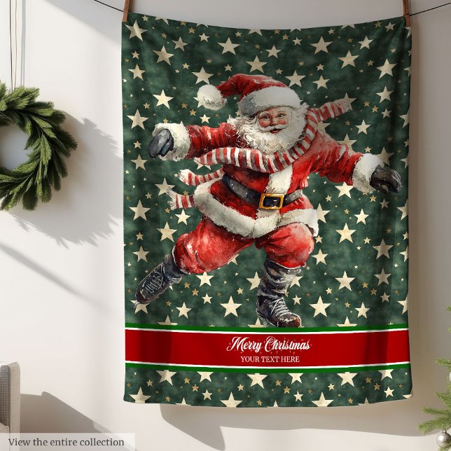 Manta Polar Funny Navidades de vacaciones de patinaje de Santa (Funny Santa Claus Skating Holiday Christmas Fleece Blanket)