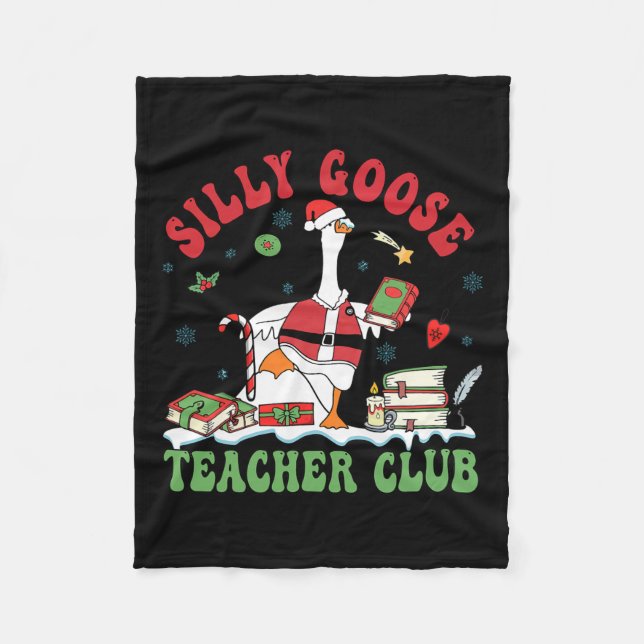 Manta Polar Funny Navidades Santa Silly Goose Teachclub Ani (Anverso)