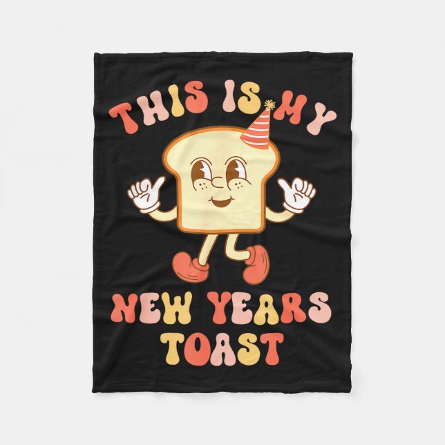 Manta Polar Funny New Year's Toast Bread Pun Retro Hipe  (Anverso)