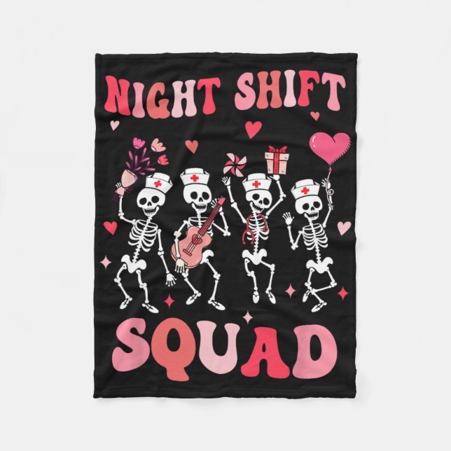 Manta Polar Funny Night Shift Squad Enfermeras Skeleton Dancin (Anverso)