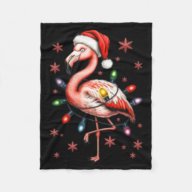Manta Polar Funny Nk Flamingo Christmas Tree Lights Xmas Snowf (Anverso)