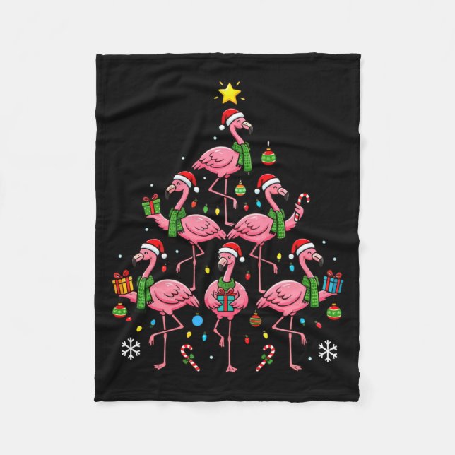 Manta Polar Funny Nk Flamingo Christmas Tree Santa Hats Holida (Anverso)
